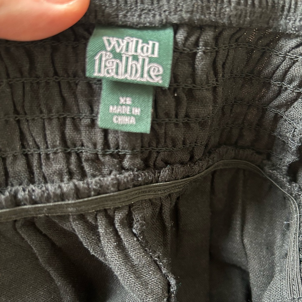 Wild Fable Black Linen Blend Smocked Top Mini Dress - Picture 7 of 9
